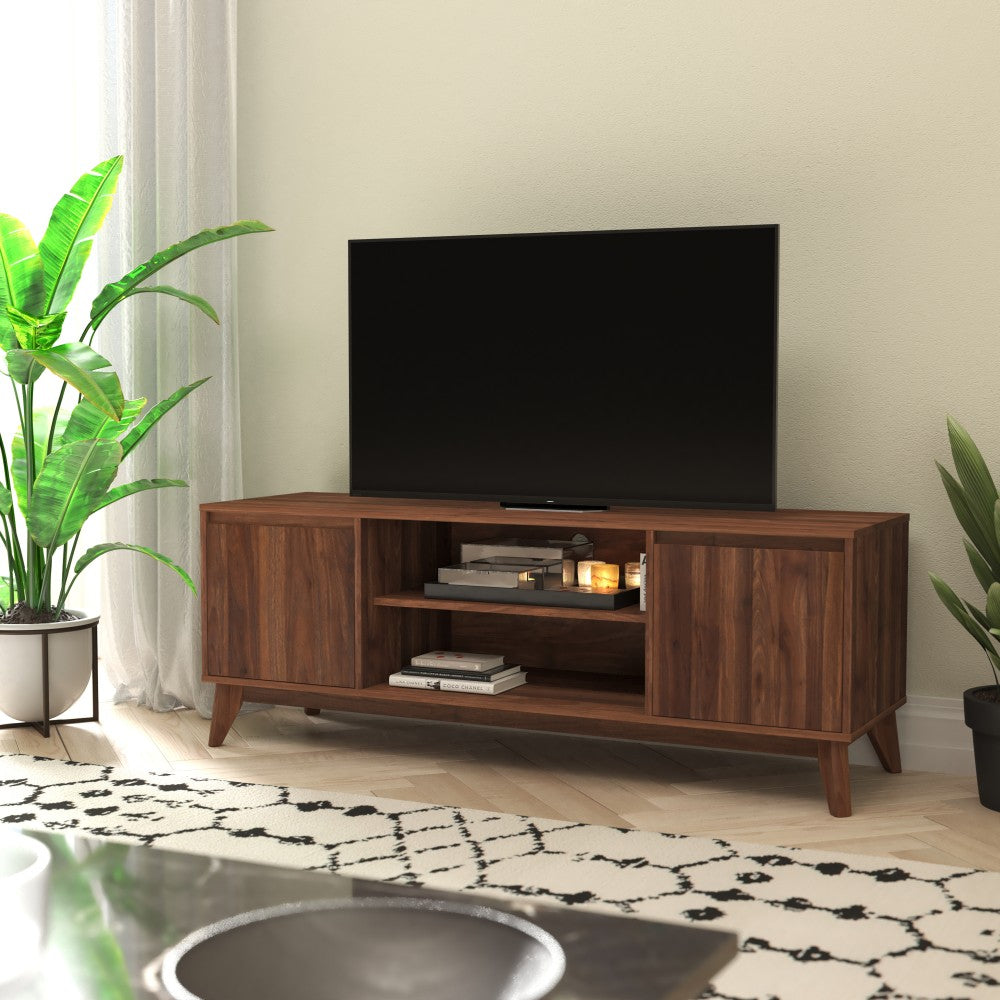 Flash Furniture Hatfield Wood TV Stand For 64in TVs, 21-3/4inH x 64inW x 17-3/4in, Dark Walnut