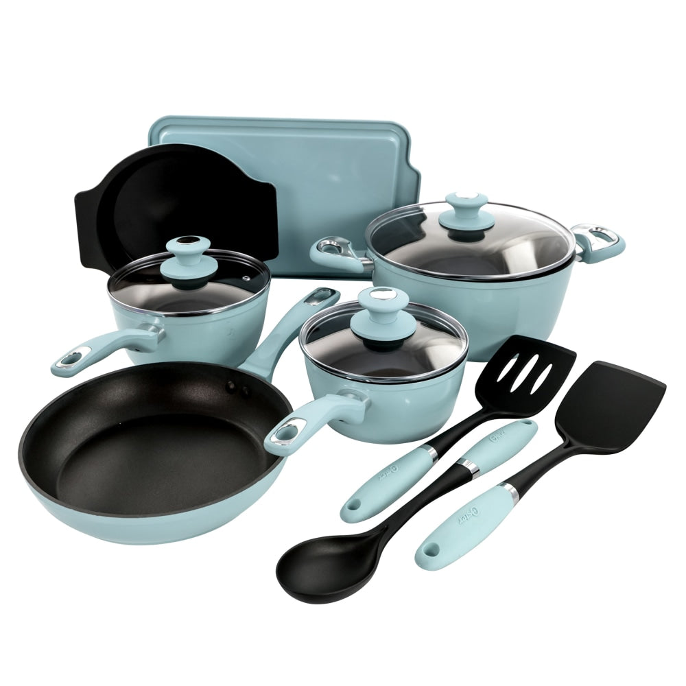 Oster Lynhurst 12-Piece Aluminum Cookware Set, Blue