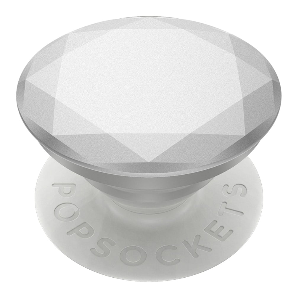 PopSockets Phone Stand, 1.5inH x 1.5inW x 0.25inD, Metallic Diamond Silver