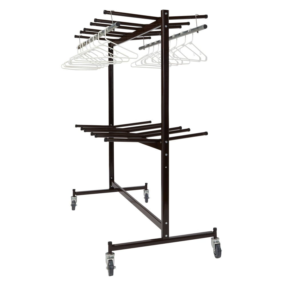 National Public Seating Folding Chair Dolly/Coat Rack, 70inH x 67inW x 33-1/4inD, Brown