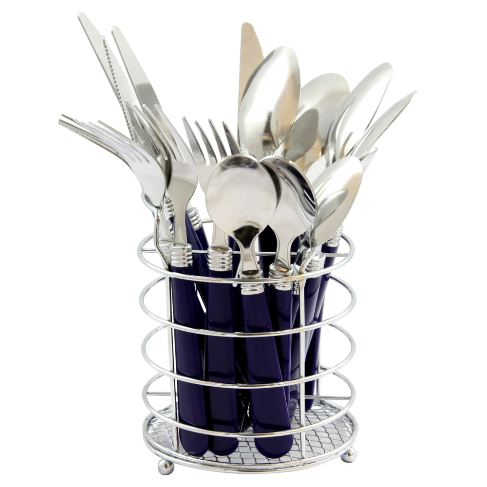 Gibson Sensations II Stainless-Steel 16-Piece Flatware Set With Caddy, Cobalt