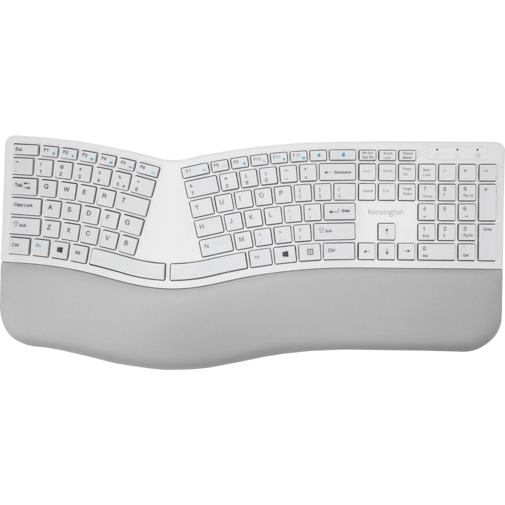 Kensington Pro Fit Ergo Wireless Keyboard-Gray - Wireless Connectivity - Bluetooth/RF - 2.40 GHz - USB Interface - Gray