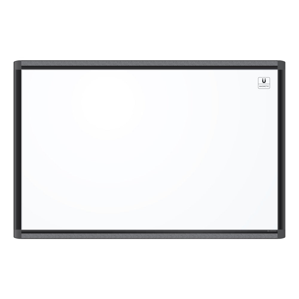 U Brands PINIT Magnetic Dry-Erase Board, 35in x 23in, White, Black Aluminum Frame