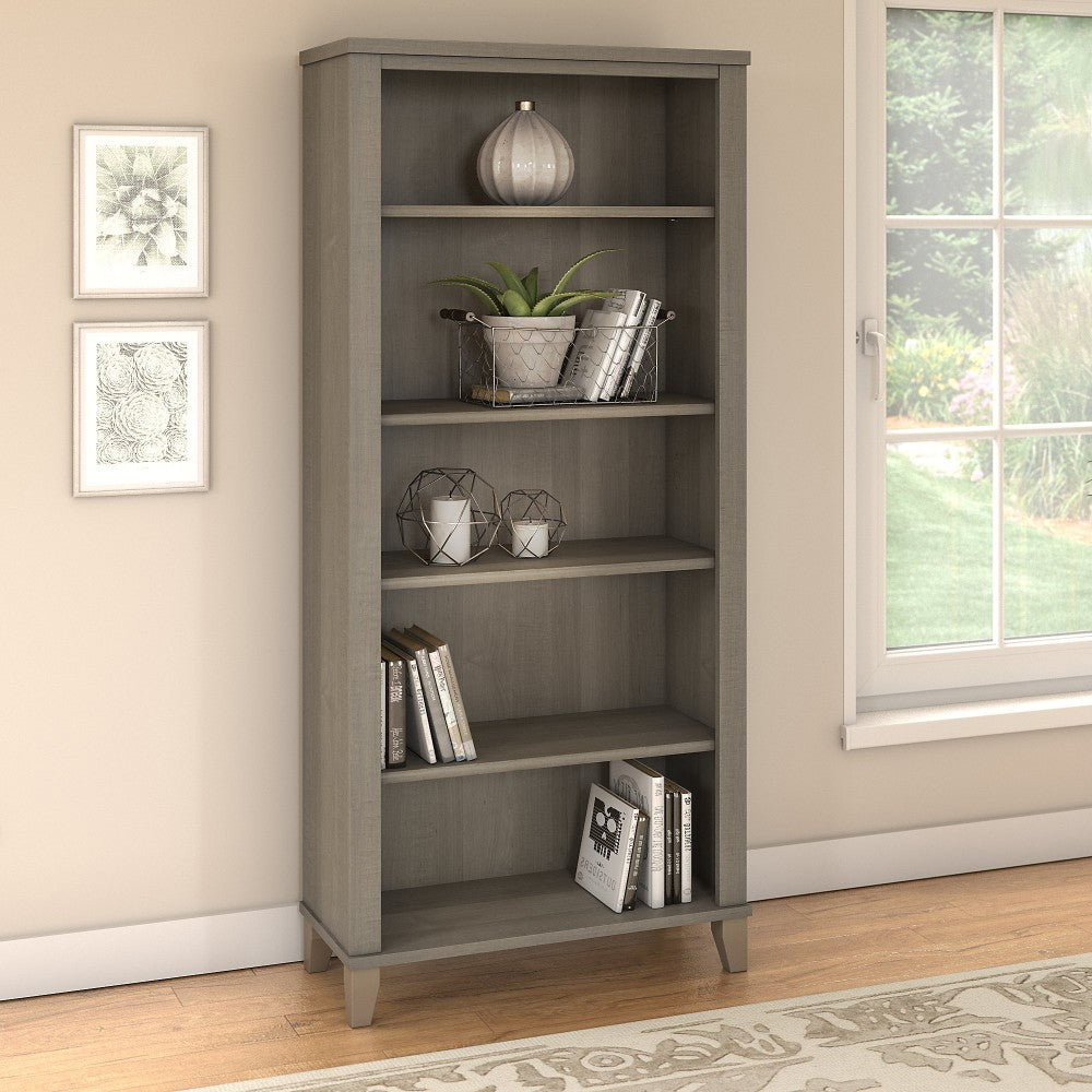 Bush Business Furniture Somerset 66inH 5-Shelf Bookcase, Ash Gray, Standard Delivery