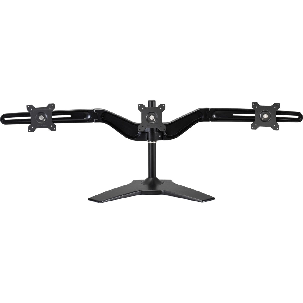 Amer Mounts Stand Based Triple Monitor Mount for three 15in-24in LCD/LED Flat Panel Screens - Supports up to 17.6lb monitors, +/- 20 degree tilt, and VESA 75/100