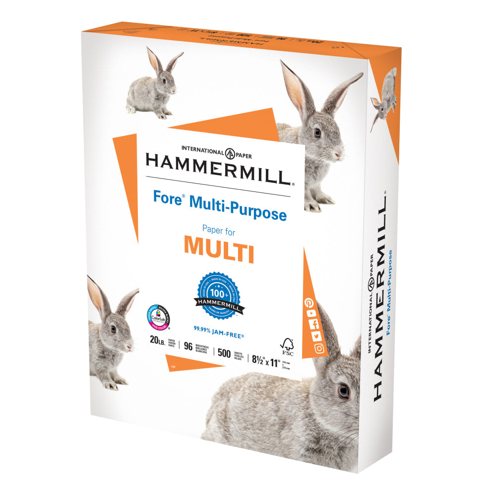 Hammermill Fore Multi-Use Printer & Copy Paper, White, Letter (8.5in x 11in), 500 Sheets Per Ream, 20 Lb