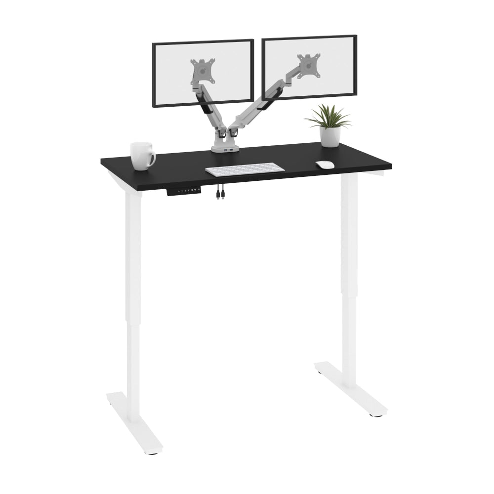 Bestar Viva Electric 48inW Standing Desk With Dual Monitor Arms, Black