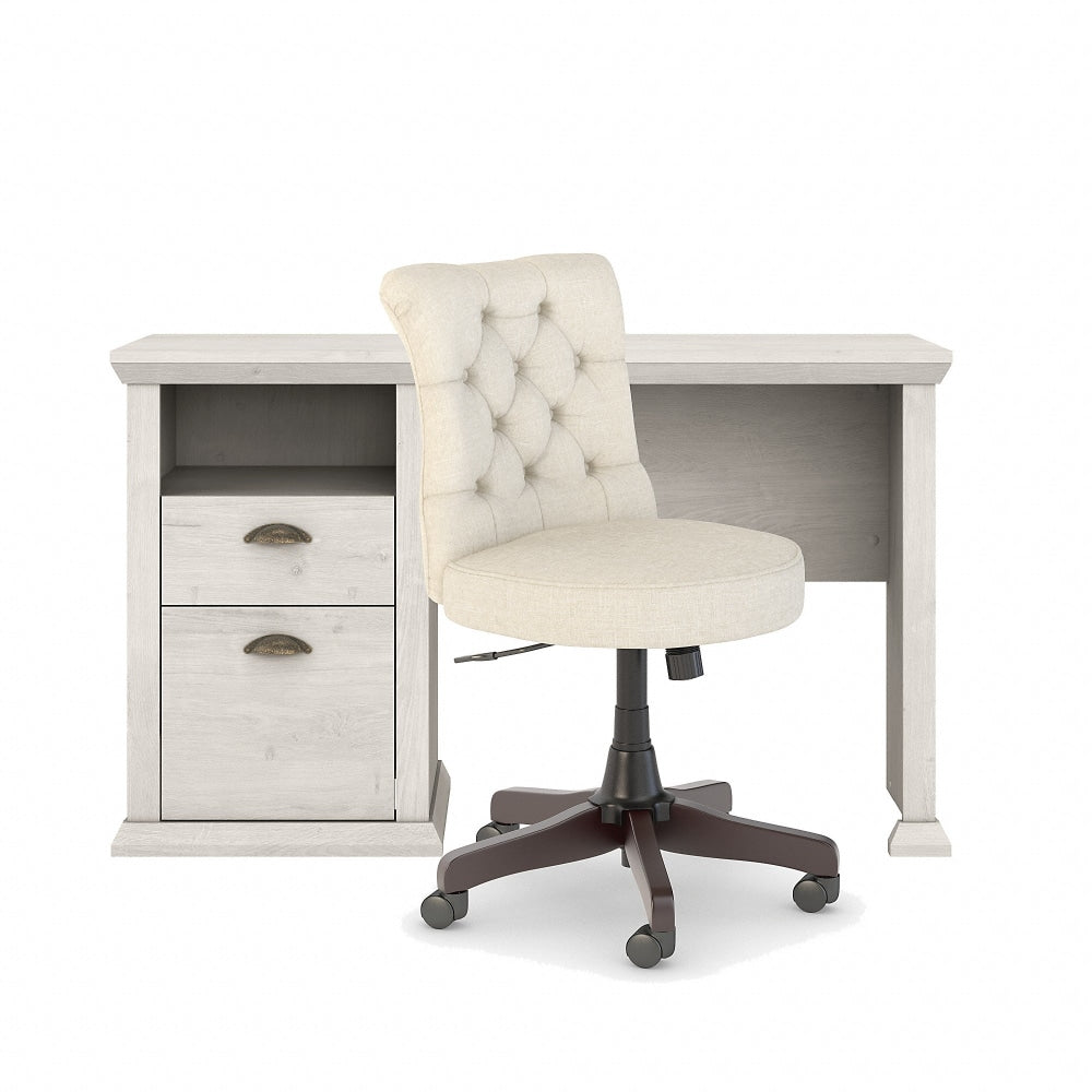 Bush Business Furniture Yorktown 50inW Home Office Computer Desk And Chair Set, Linen White Oak, Standard Delivery