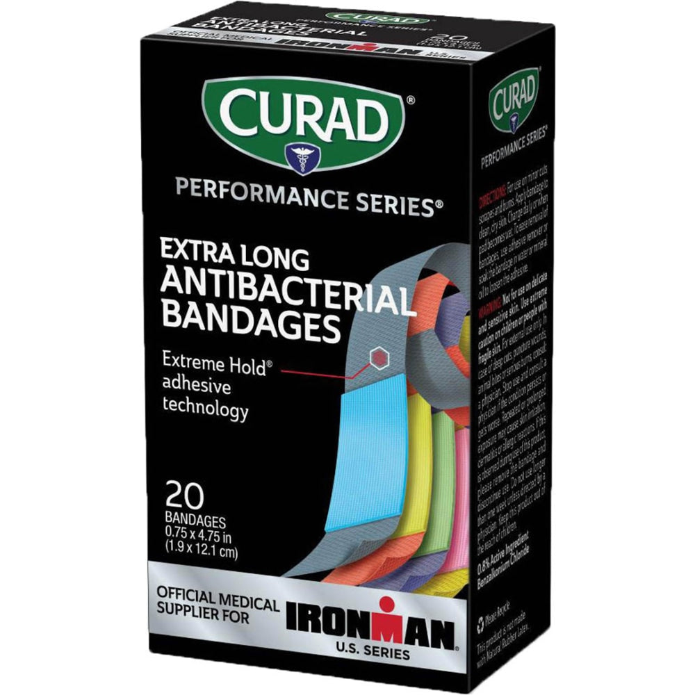 CURAD IRONMAN Performance Series Antibacterial Bandages, 3/4in x 4in, Pack Of 480 Bandages