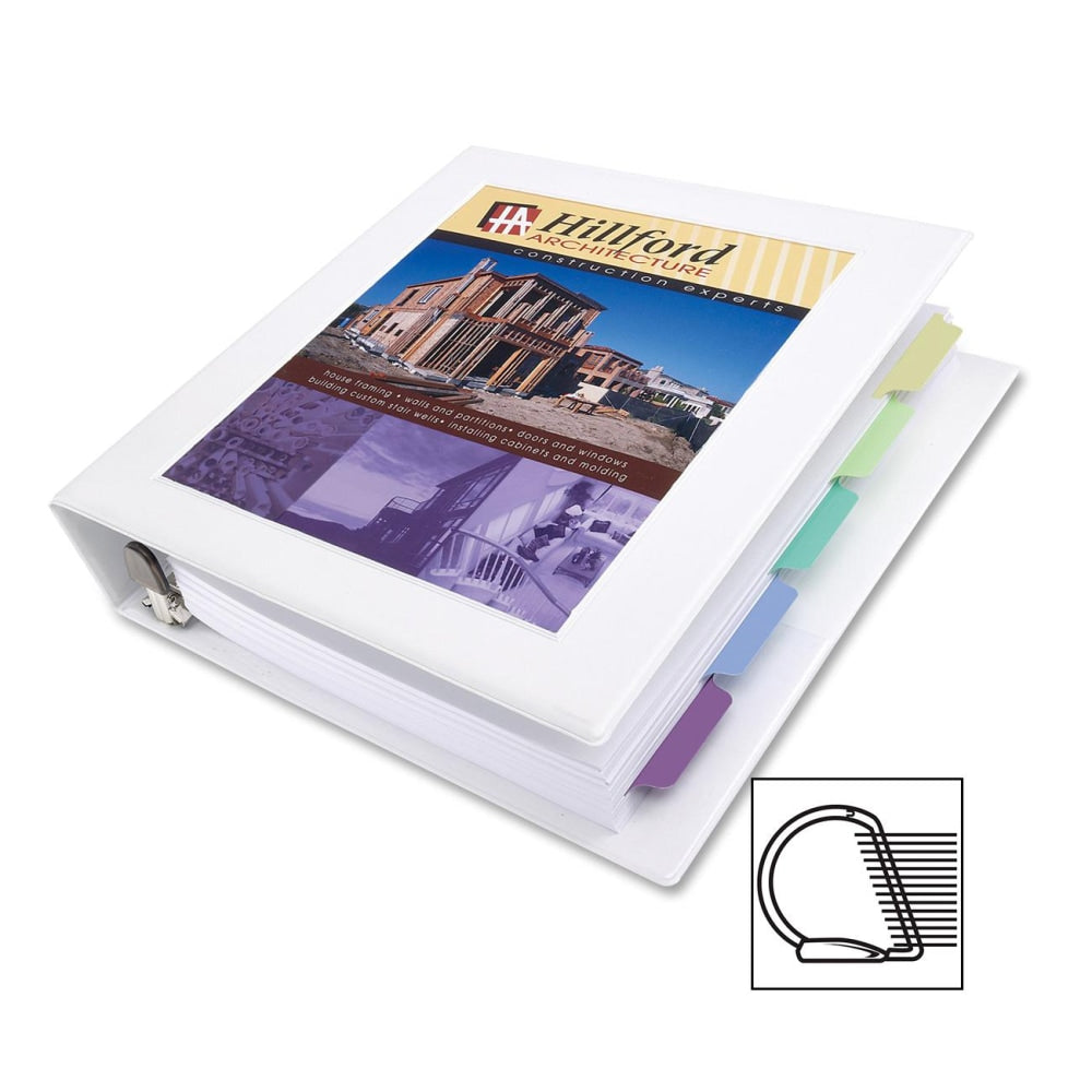 Avery Frame View 3-Ring Binder With Locking One-Touch EZD Rings, 1/2in D-Rings, 50% Recycled, White