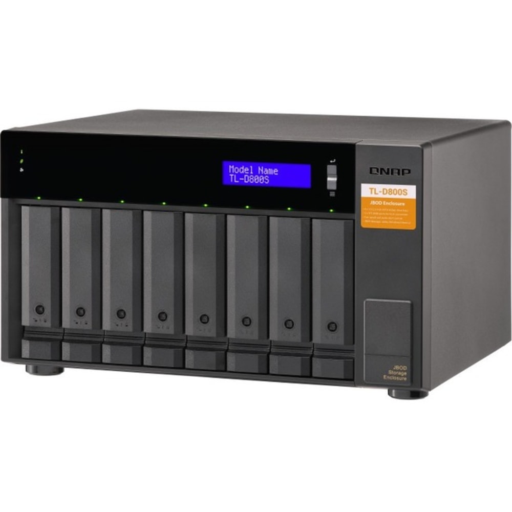 QNAP TL-D800S Drive Enclosure SATA/600 - Mini-SAS Host Interface Tower - 8 x HDD Supported - 8 x SSD Supported - 8 x Total Bay - 8 x 2.5in/3.5in Bay