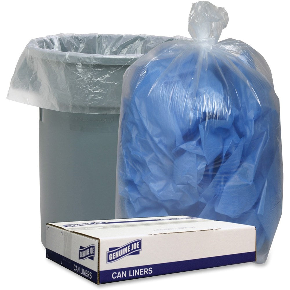 Genuine Joe Clear Low Density Can Liners - 33 gal Capacity - 33in Width x 39in Length - 1.10 mil (28 Micron) Thickness - Low Density - Clear - 100/Carton - Recycled