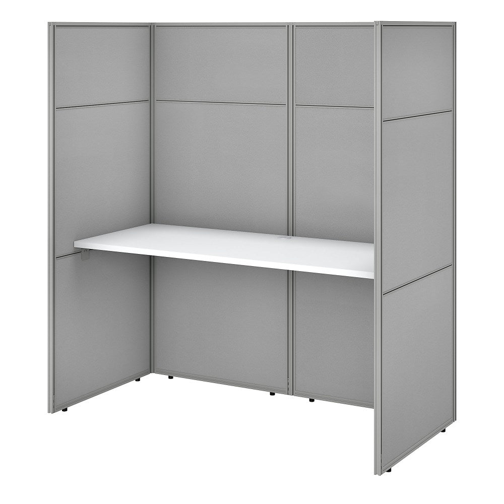 Bush Business Furniture Easy Office 60inW Cubicle Desk Workstation With 66inH Closed Panels, Pure White/Silver Gray, Standard Delivery