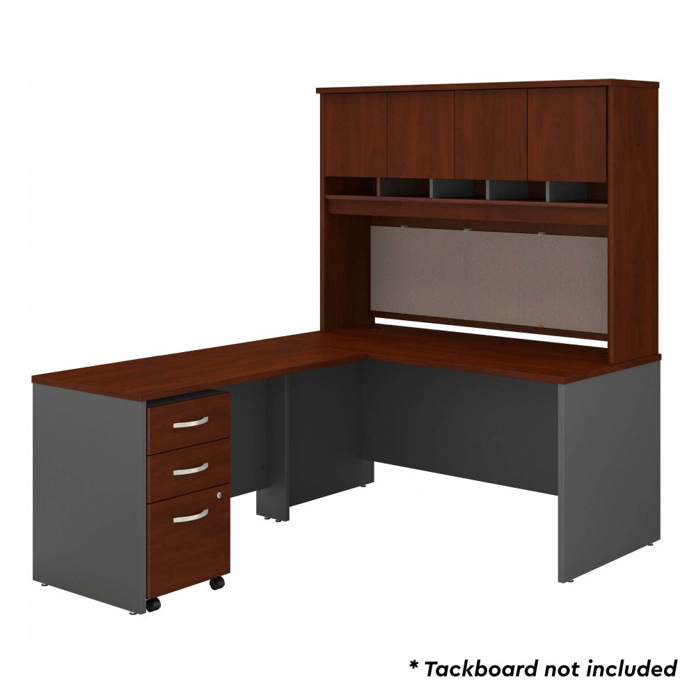 Bush Business Furniture 60inW L-Shaped Corner Desk With Hutch And Mobile File Cabinet, Hansen Cherry/Graphite Gray, Standard Delivery