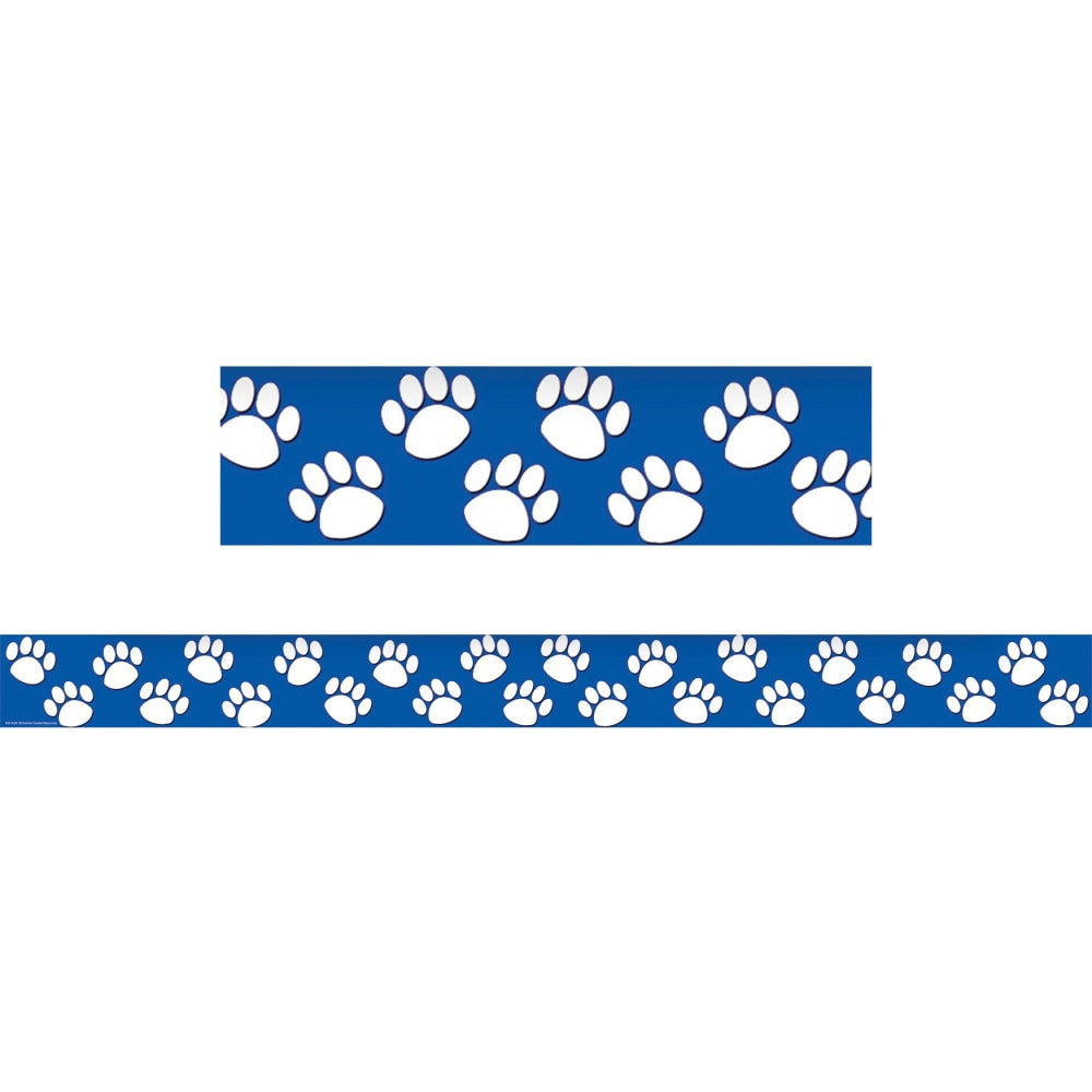 Teacher Created Resources Border Trim, Blue/White Paw Prints, 35ft Per Pack, Set Of 6 Packs