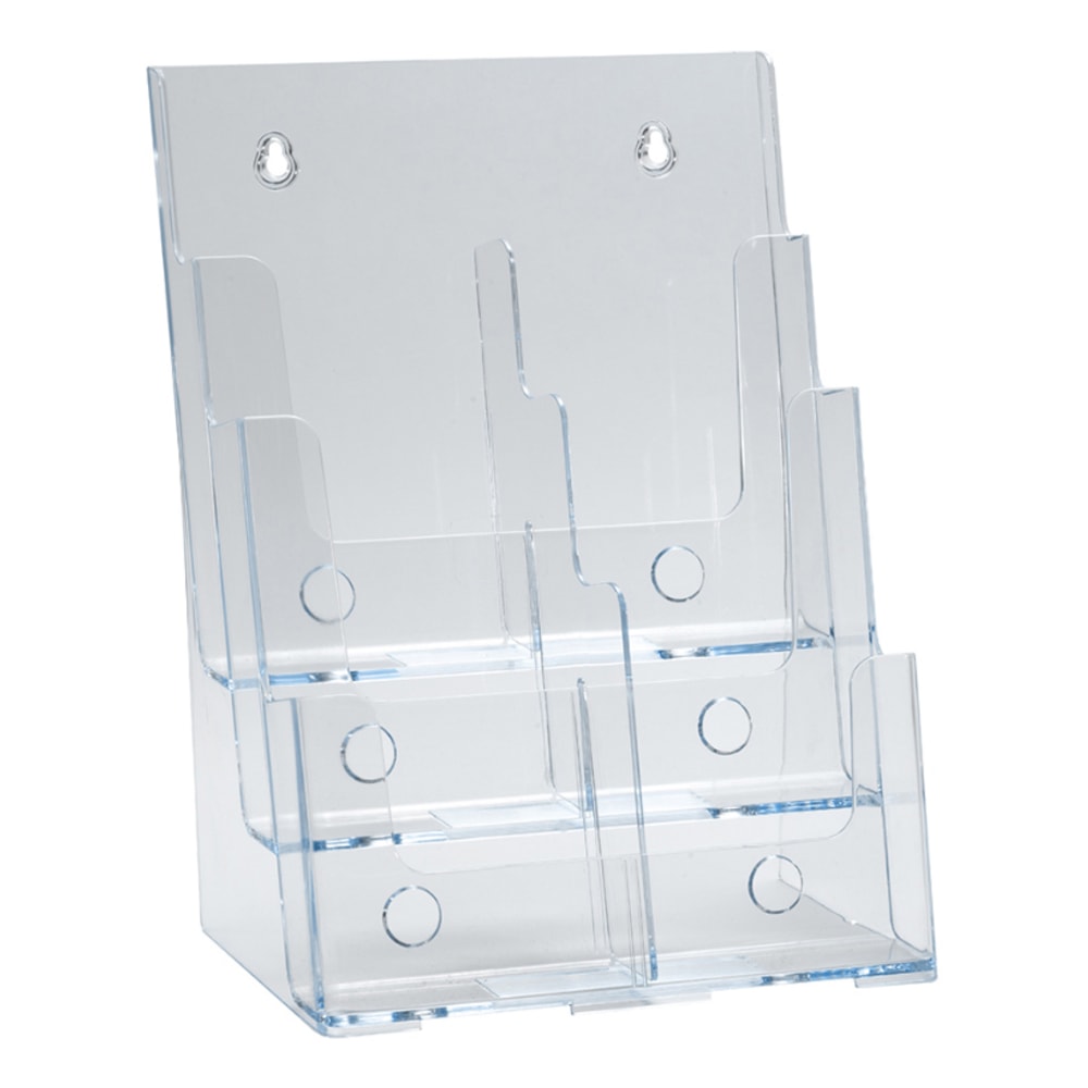 Azar Displays 3-Tier 6-Pocket Plastic Trifold Brochure Holder, 13-1/4inH x 9-1/4inW x 6inD, Clear