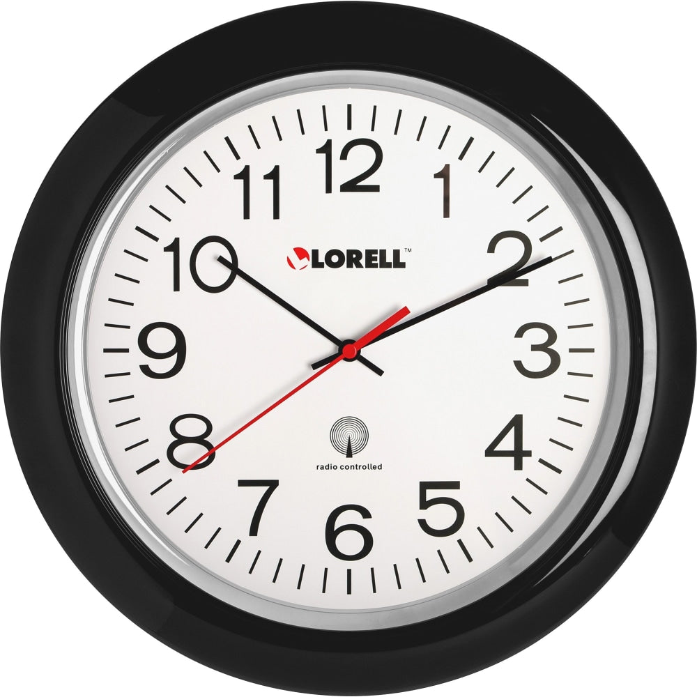 Lorell 13 1/4in Round Atomic Wood Wall Clock, Black