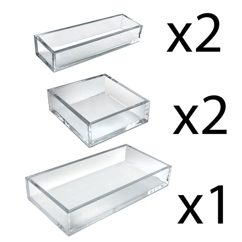 Azar Displays Deluxe 5-Piece Tray Set, Clear