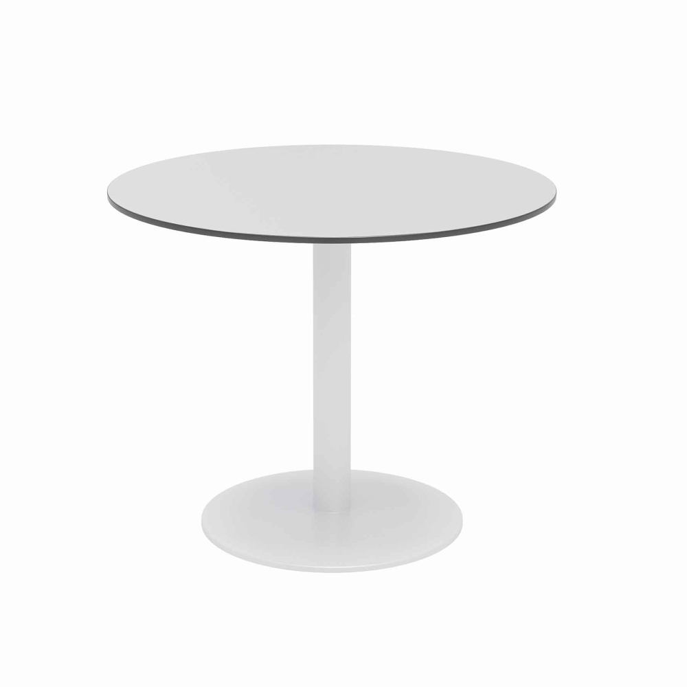 KFI Studios Eveleen 36in Round Outdoor Patio Table, 29inH x 36inW x 36inD, White/Fashion Gray