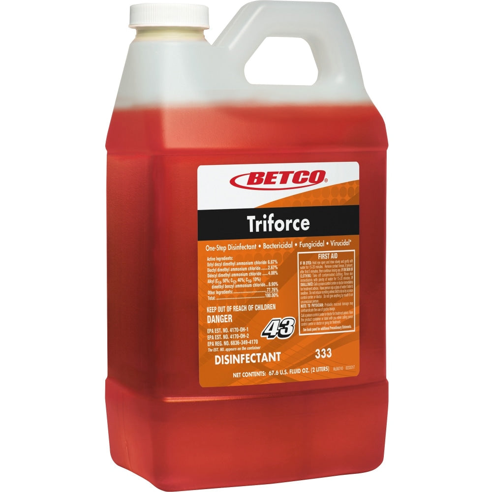 Betco Triforce Disinfectants, Fresh Scent, 77.2 Oz, Orange, Pack Of 4 Disinfectants