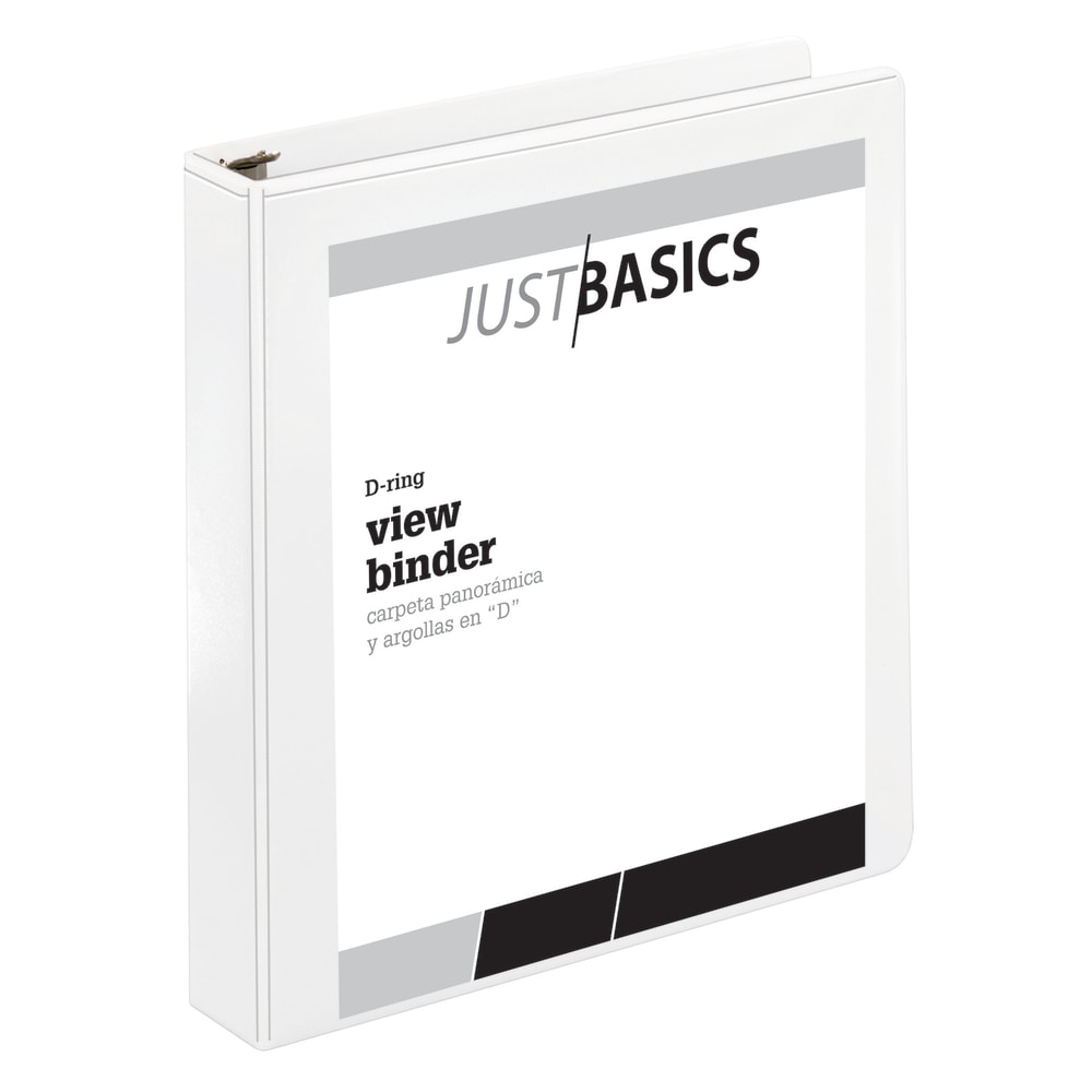 Just Basics Basic View 3-Ring Binder, 1 1/2in D-Rings, White