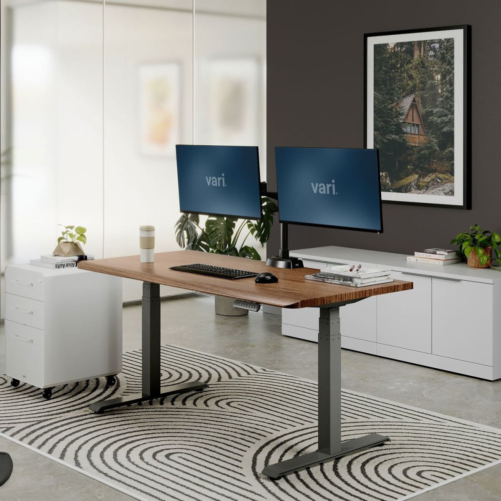 VARI Electric Standing Desk With ComfortEdge, 60inW, Walnut