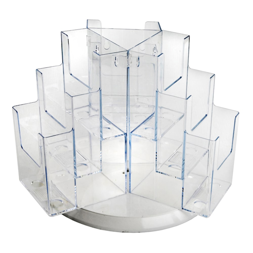 Azar Displays 9-Pocket 3-Tier Revolving Brochure Holder, 9inH x 14inW x 14inD, Clear