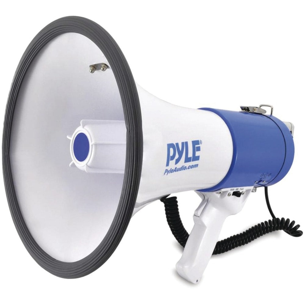 Pyle Professional Piezo 50W Dynamic Megaphone, 9-1/2inH x 9-1/4inW x 13-1/2inD, White