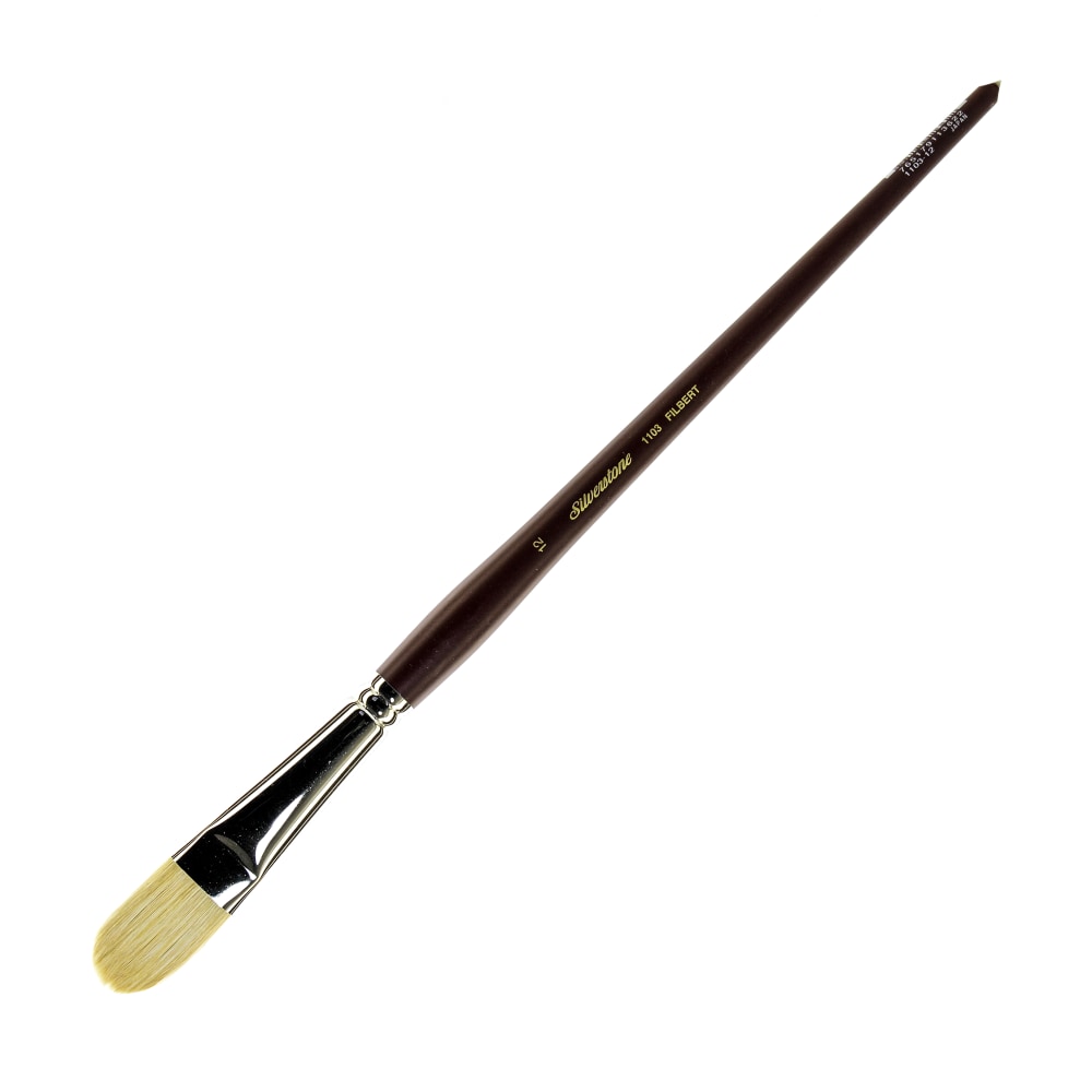 Silver Brush Silverstone Paint Brush, Series 1103, Size 12, Filbert Bristle, Hog Hair, Maroon