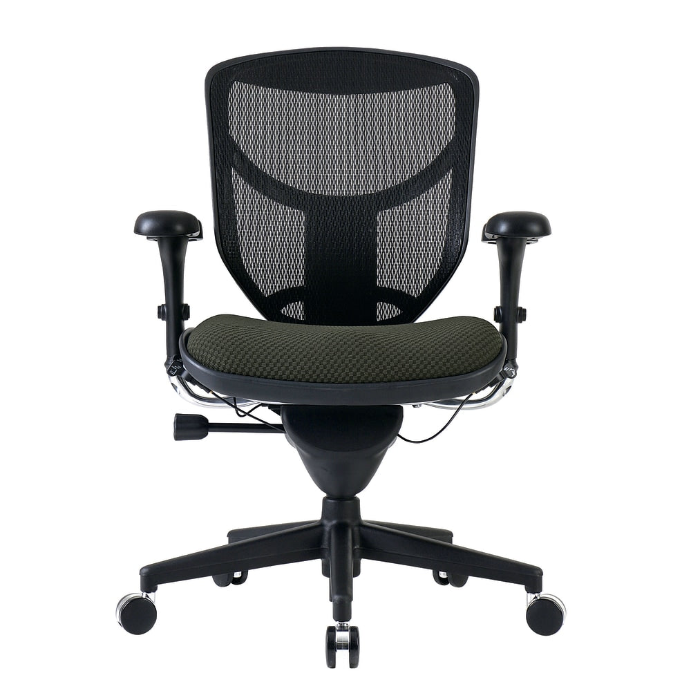 WorkPro Quantum 9000 Series Ergonomic Mesh/Premium Fabric Mid-Back Chair, Black/Olive, BIFMA Compliant