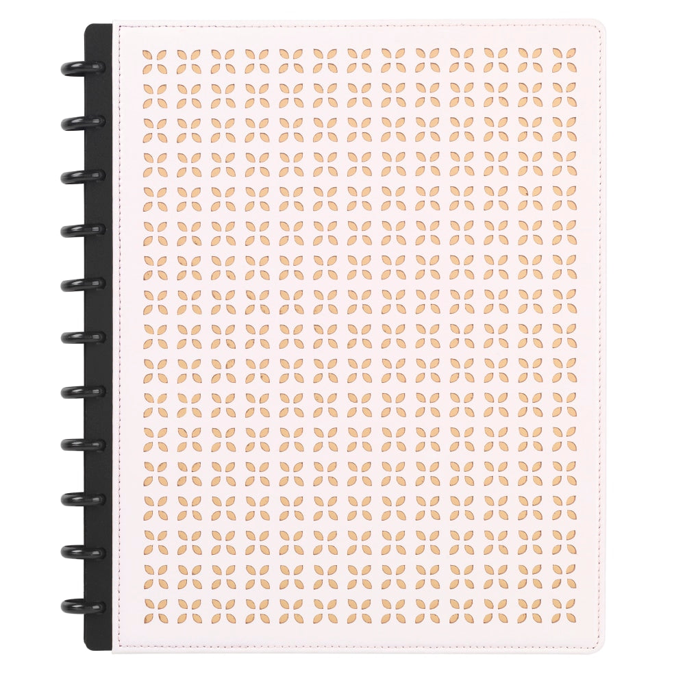 TUL Discbound Notebook With Die-Cut Leather Cover, Letter Size, Narrow Ruled, 60 Sheets, Pink/Rose Gold