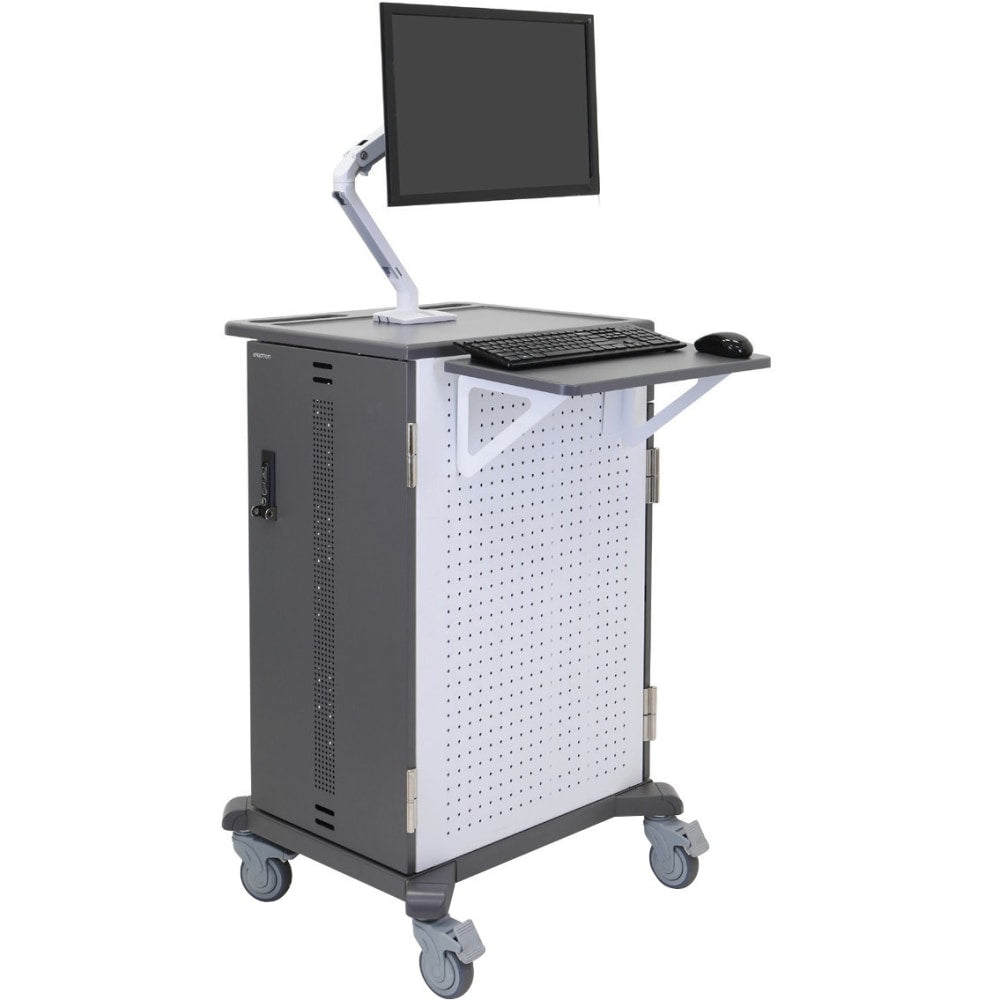 Ergotron YES36 Adjusta Charging Cart & Mobile Makerspace - 60 lb Capacity - 4 Casters - 4in Caster Size - 25in Width x 28.8in Depth x 41.5in Height - Gray, White - For 36 Devices