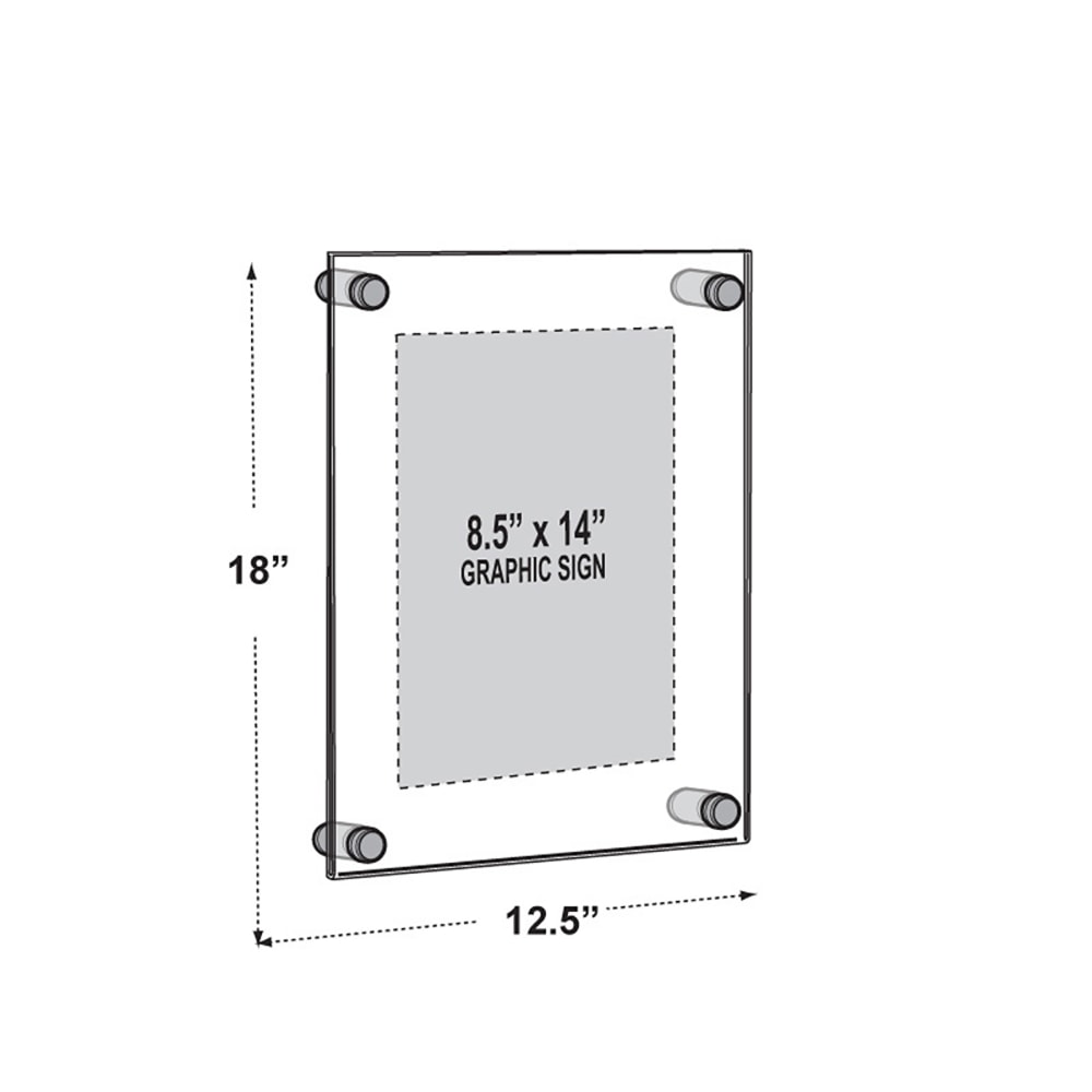 Azar Displays Standoff Acrylic Sign Holder, 14inH x 8-1/2inW x 1/4inD, Clear