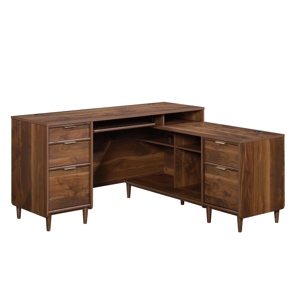 Sauder Clifford Place 59inW L-Shaped Corner Desk, Grand Walnut