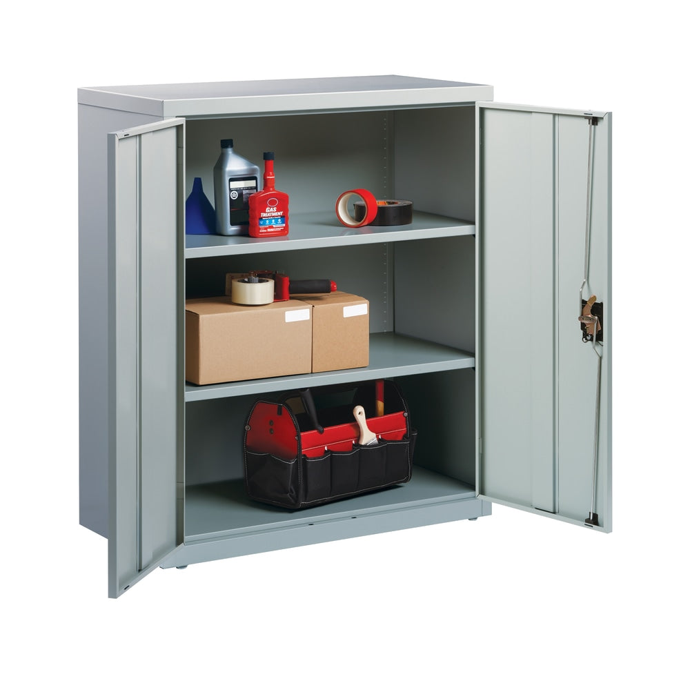 Lorell Fortress Series 18inD Steel Storage Cabinet, Fully Assembled, 3-Shelf, Light Gray