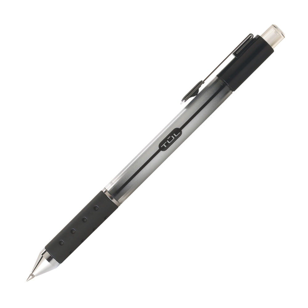 TUL GL Series Retractable Gel Pens, Fine Point, 0.5 mm, Silver Barrel, Black Ink, Pack Of 12 Pens