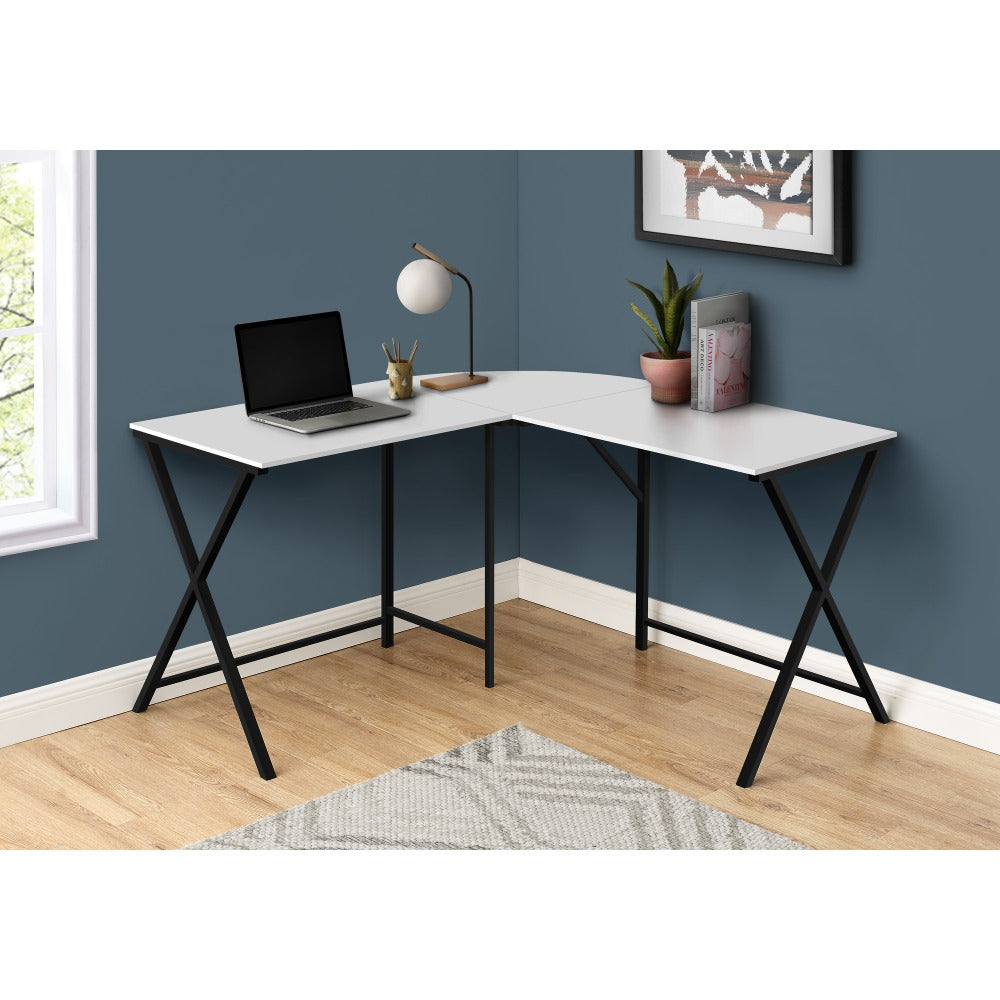 Monarch Specialties Liberty 56inW L-Shaped Computer Desk, White/Black