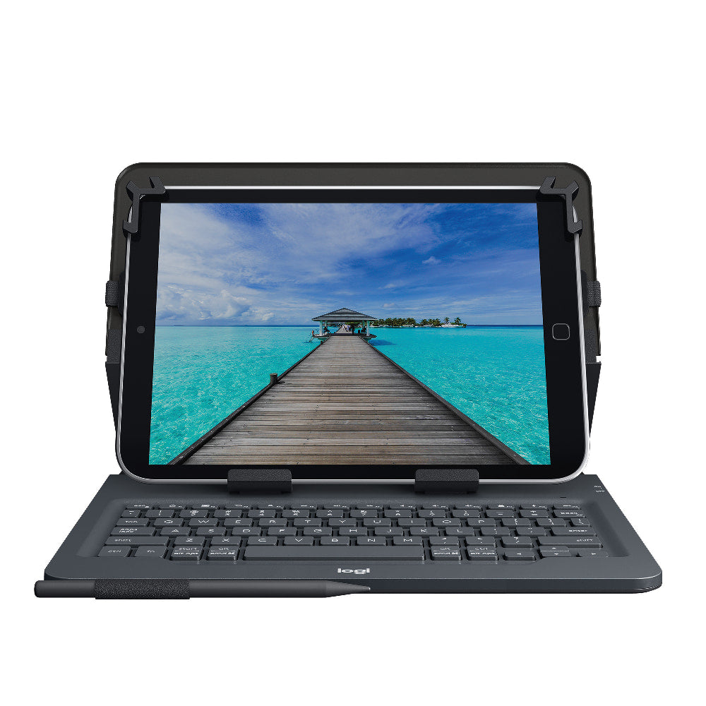 Logitech Universal Folio With Integrated Bluetooth Keyboard For Most 9in And 10in Tablets, 10.15inH x 8.3inW x 0.9inD, Black, 920-008334