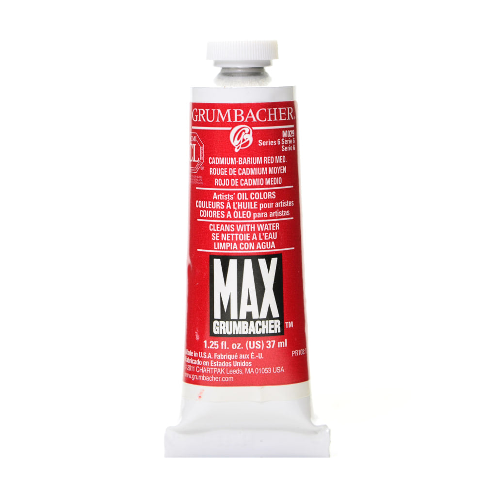 Grumbacher Max Water Miscible Oil Colors, 1.25 Oz, Cadmium Barium Red Medium