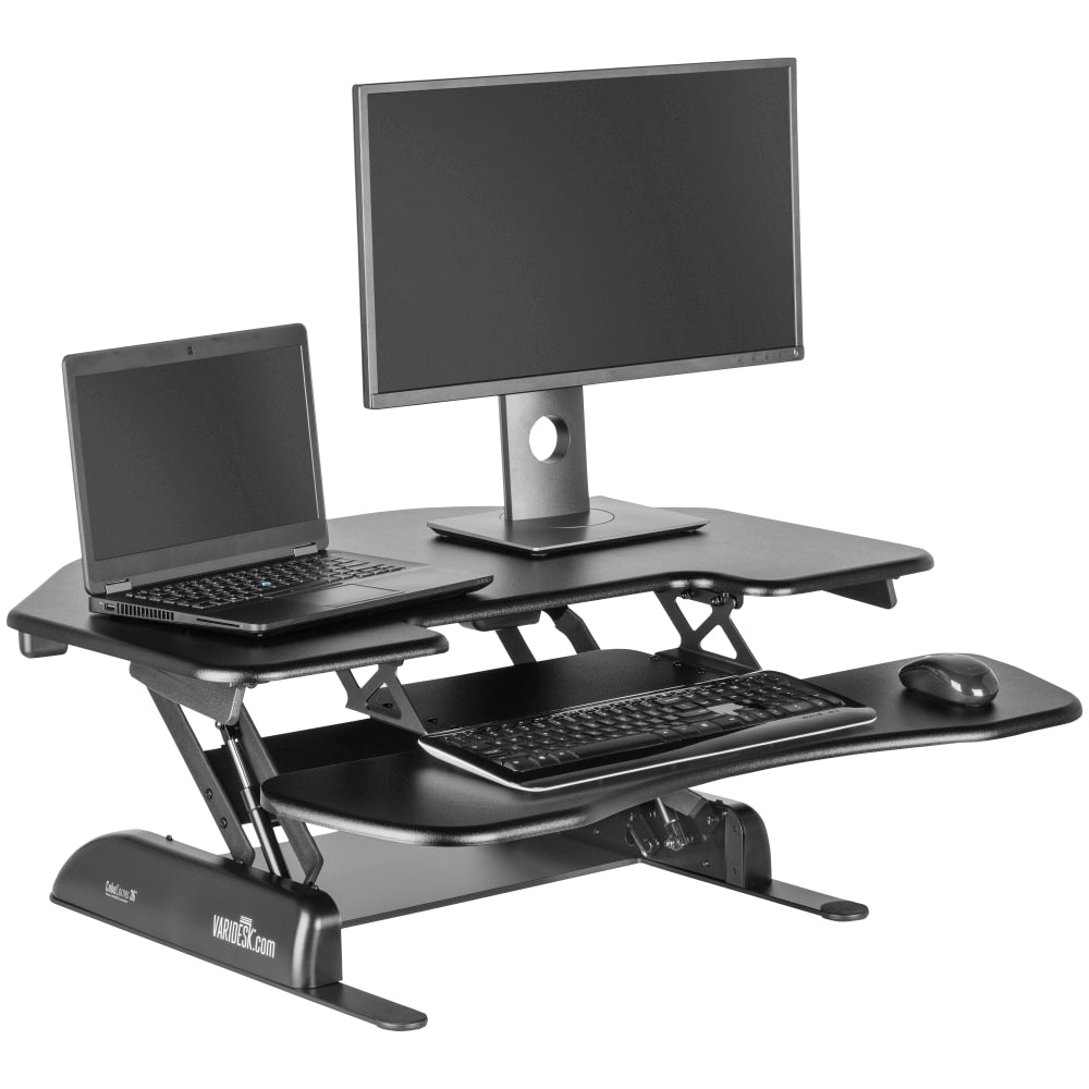 VariDesk Cube Series Corner Standing Desk Riser, 17-1/2inH x 36inW x 33-1/2inD, Black