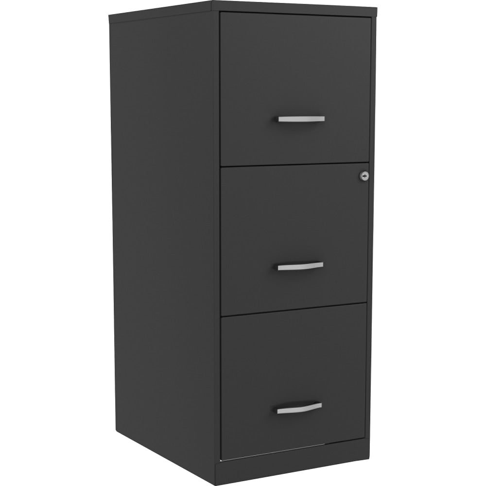 NuSparc 18in 3-Drawer Vertical Steel Filing Cabinet, Black, 1 Each