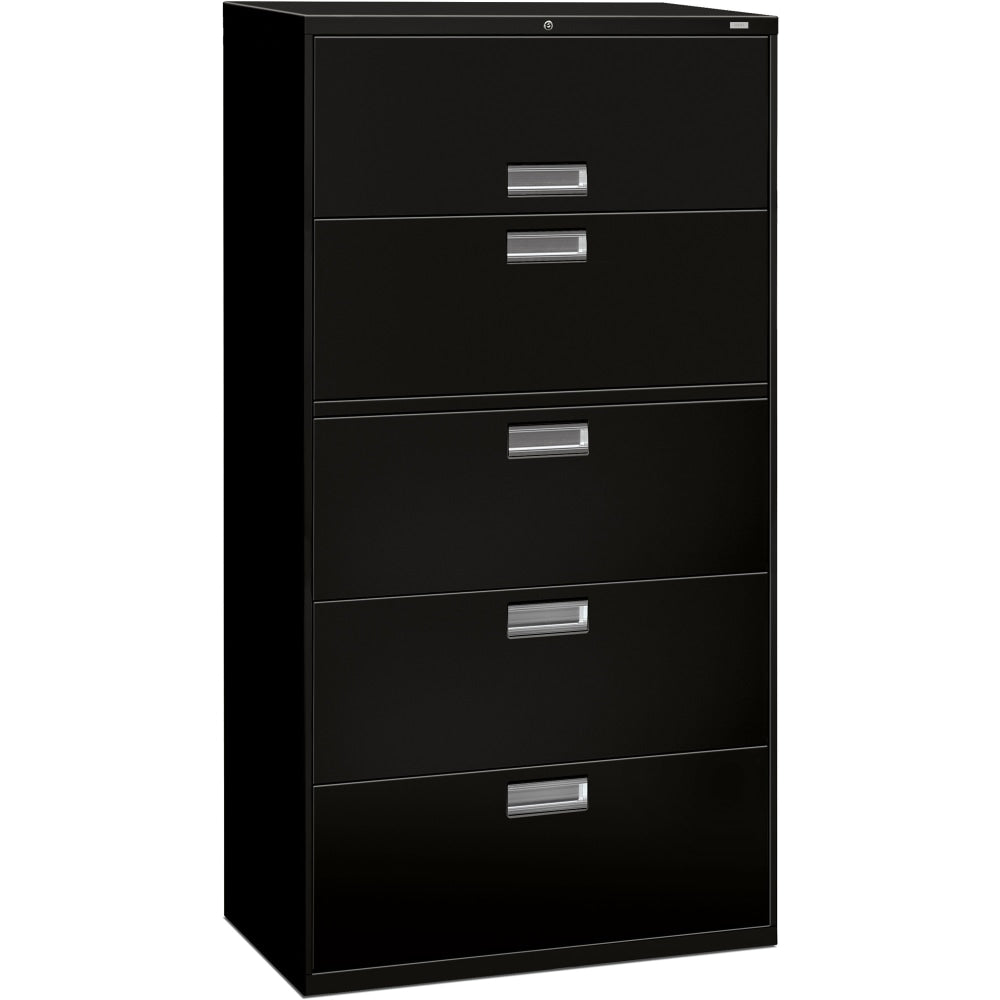 HON Brigade 600 36inW x 18inD Lateral 5-Drawer File Cabinet, Black