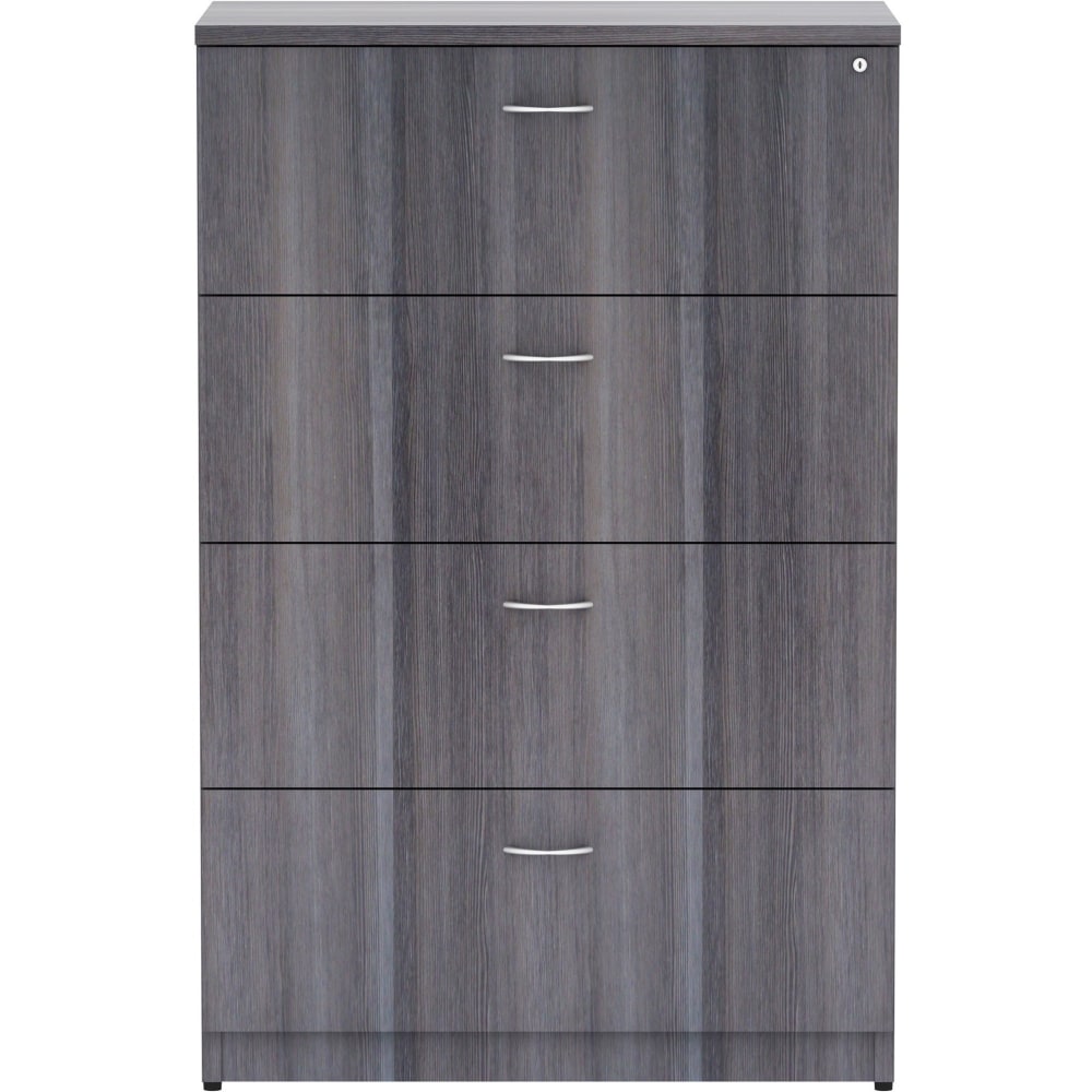 Lorell 35-1/2inW x 22inD Lateral 4-Drawer File Cabinet, Weathered Charcoal