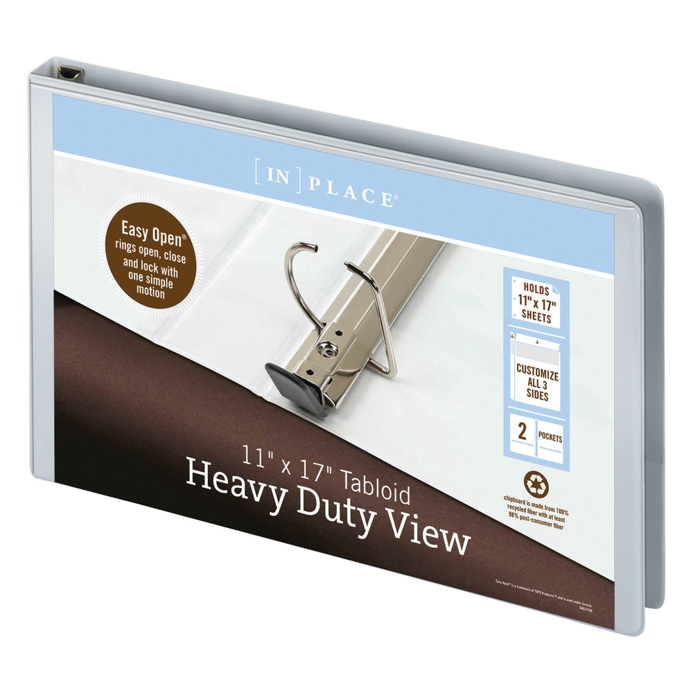 [IN]PLACE Heavy-Duty View 3-Ring Binder, 1in D-Rings, White