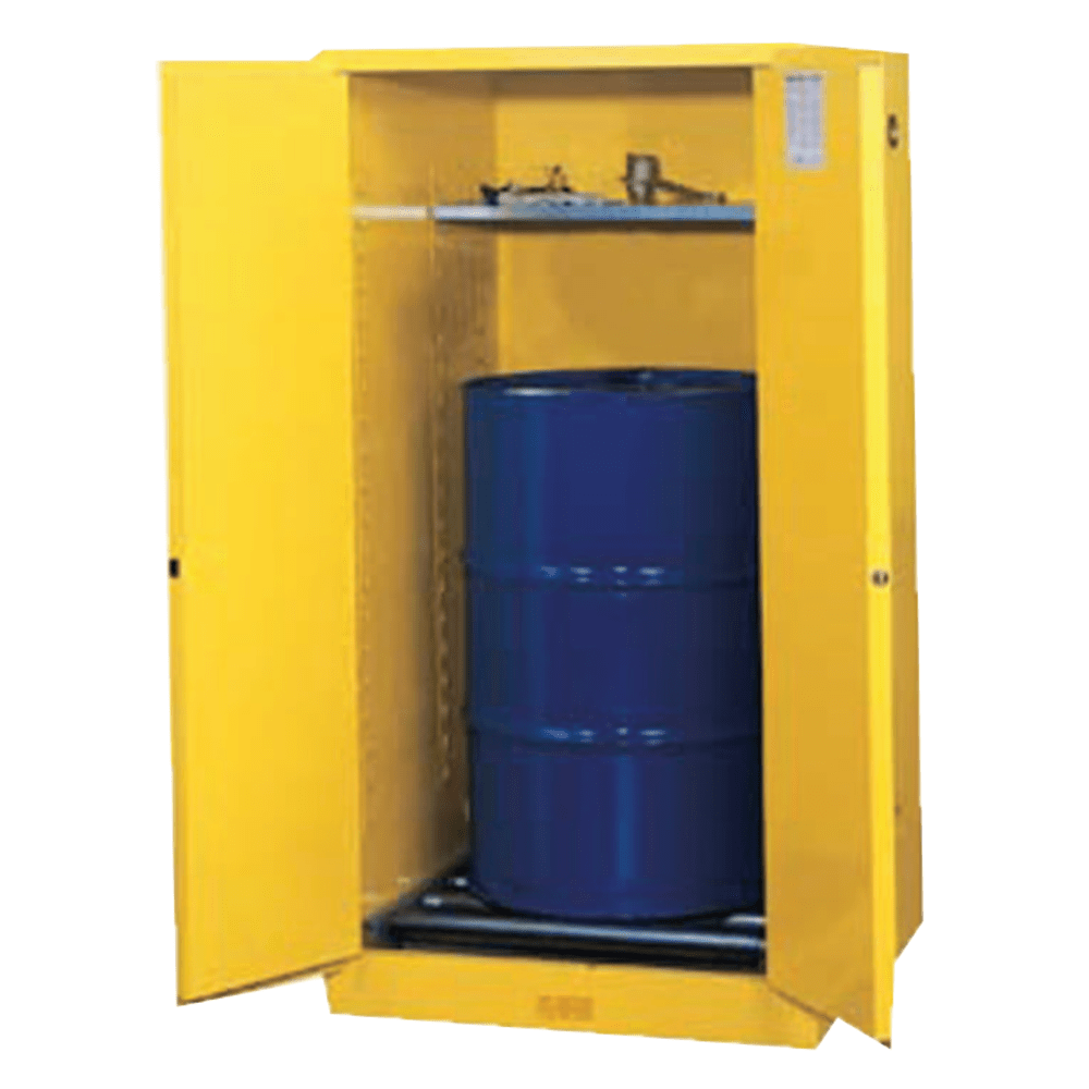 Vertical Drum Safety Cabinets, Manual-Closing Cabinet, 1 55-Gallon Drum, 2 Doors