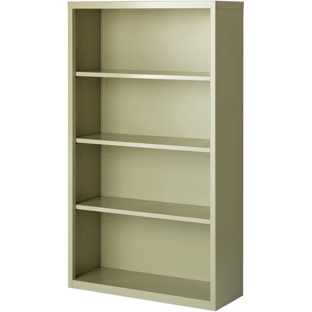 Lorell Fortress Series Steel Modular Shelving Bookcase, 4-Shelf, 60inH x 34-1/2inW x 13inD, Putty