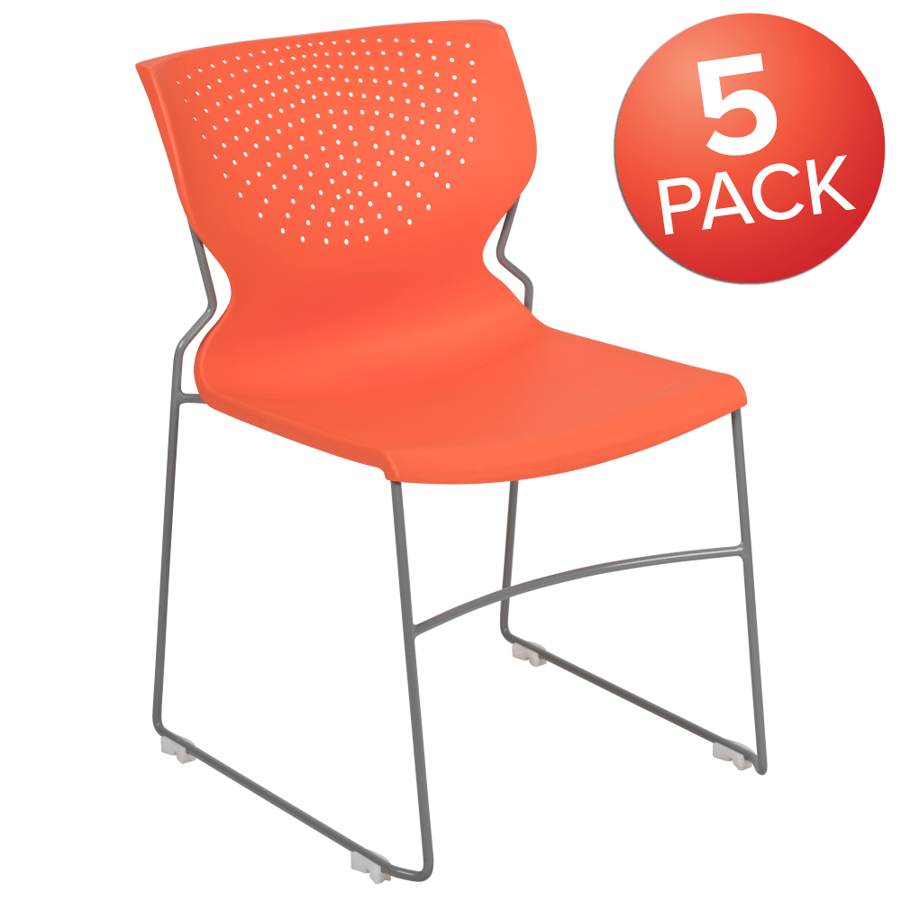 Flash Furniture HERCULES Series Full-Back Stack Chairs, Orange, Set Of 5 Chairs