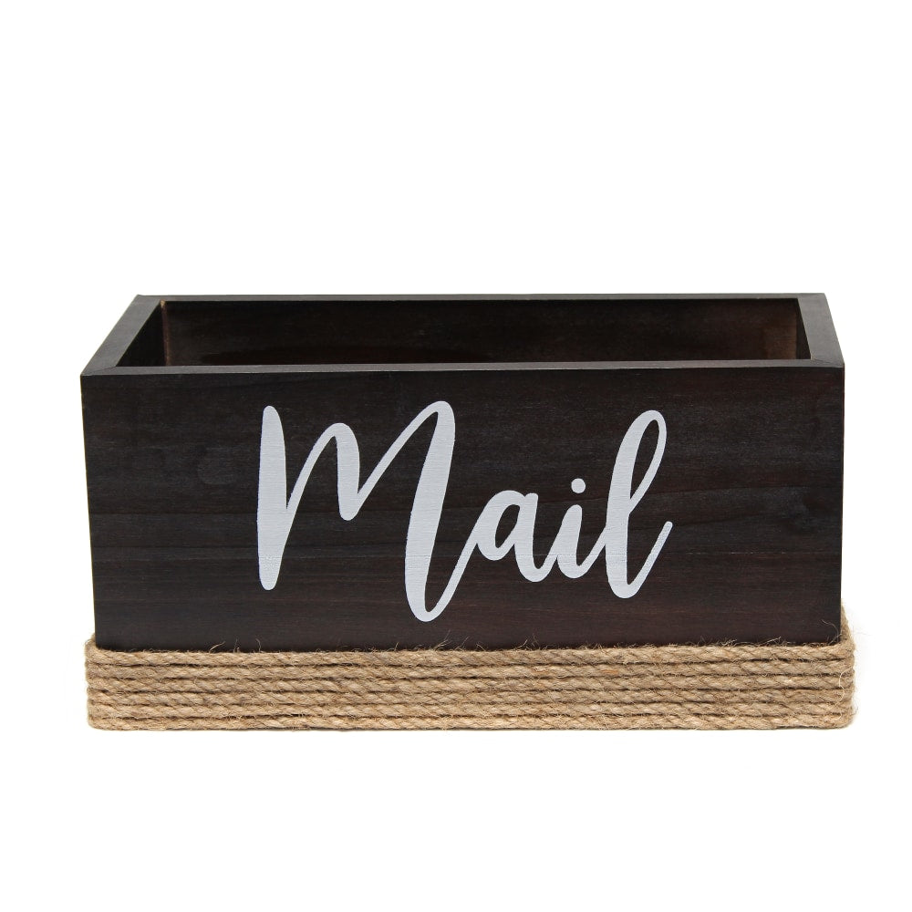 Elegant Designs Homewood Farmhouse Rustic Wood Decorative Mail Holder, 5-3/4inH x 11-3/4inW x 5-7/8inD, Dark Wood