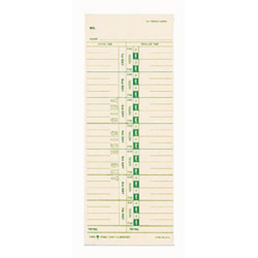 TOPS Time Cards (Replaces Original Card 10-800292), Numbered Days, 1-Sided, 9in x 3 1/2in, Box Of 500