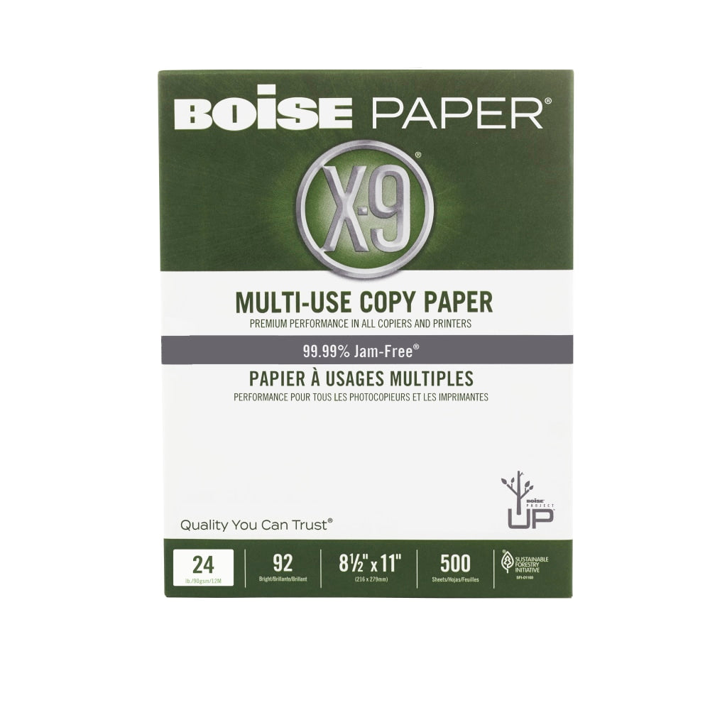 Boise X-9 Multi-Use Printer & Copy Paper, White, Letter (8.5in x 11in), 500 Sheets Per Ream, 24 Lb, 92 Brightness